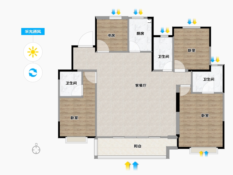 江苏省-徐州市-中南樾府-109.00-户型库-采光通风