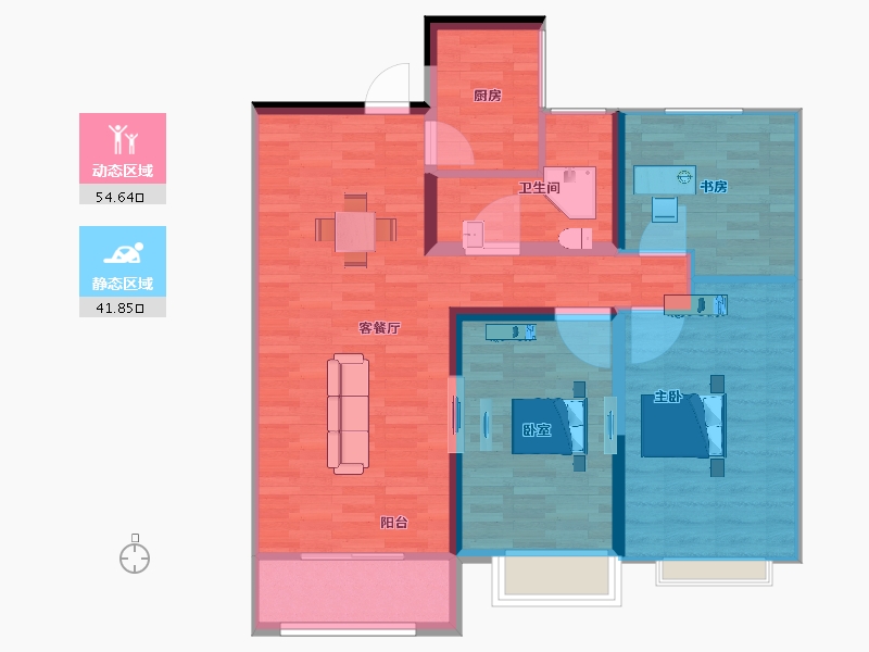 陕西省-宝鸡市-尚浦锦园二期-87.90-户型库-动静分区