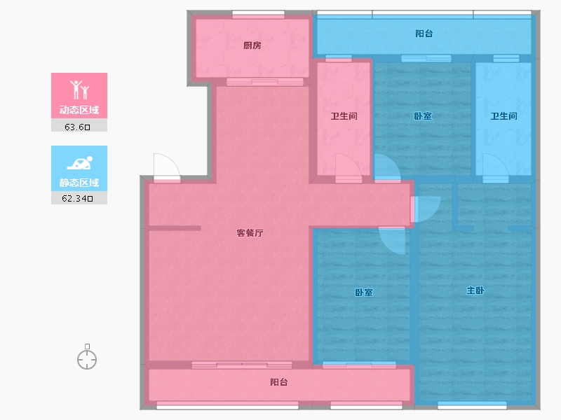 辽宁省-营口市-林昌·天铂-112.61-户型库-动静分区