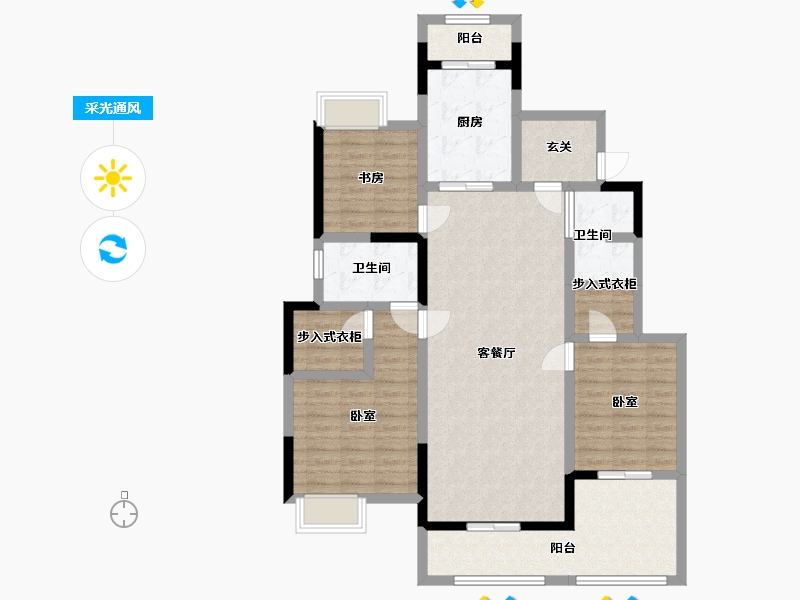 江苏省-苏州市-金科廊桥水岸-112.98-户型库-采光通风