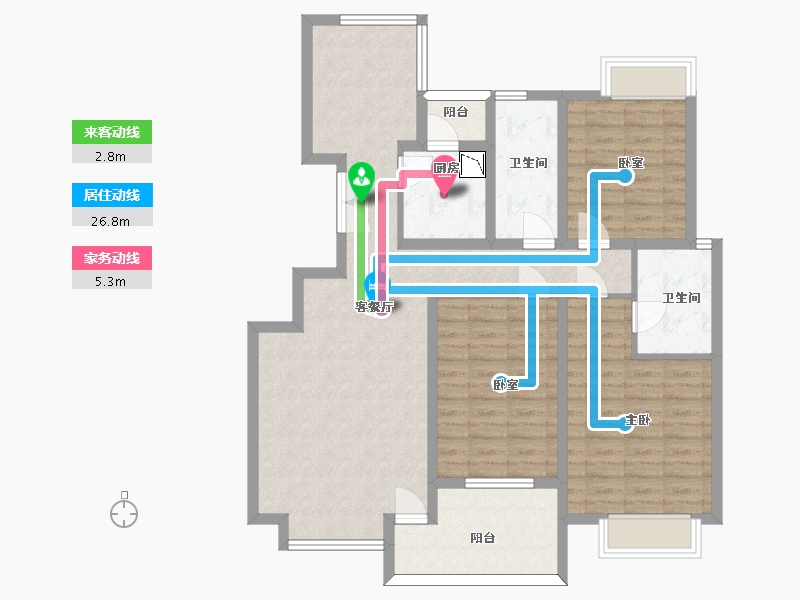 陕西省-西安市-鹿苑5号公馆-107.09-户型库-动静线