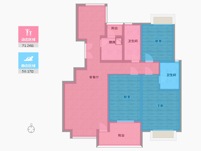 陕西省-西安市-鹿苑5号公馆-107.09-户型库-动静分区