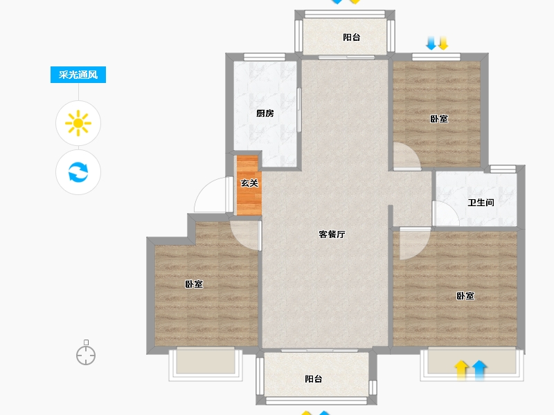 江苏省-徐州市-光明·泉城熙悦-90.01-户型库-采光通风