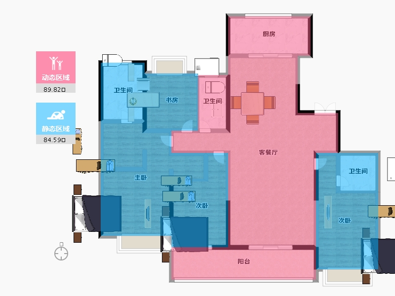 江苏省-南京市-锦麟融誉府-156.05-户型库-动静分区