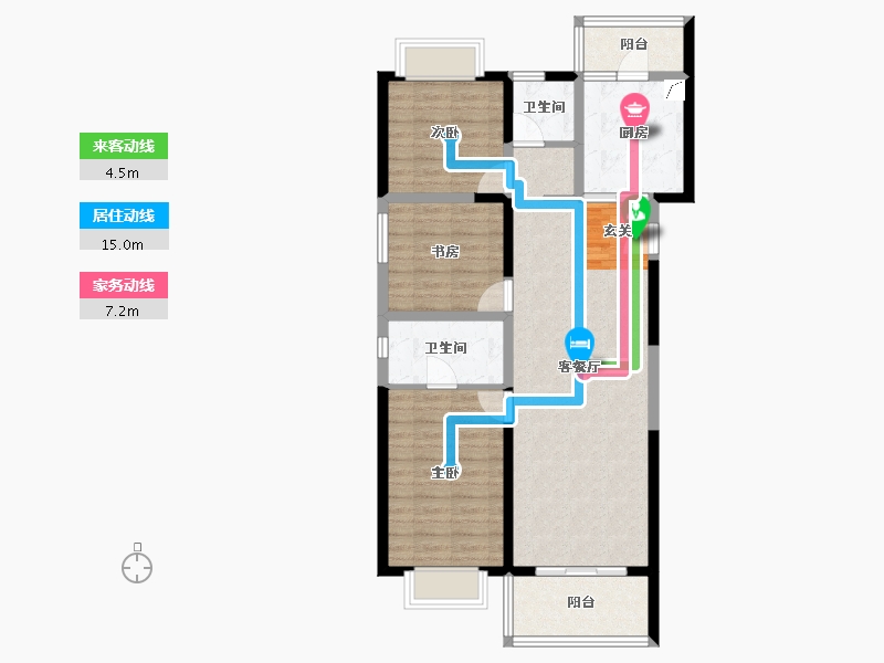 云南省-昆明市-恒泰滇池名门-88.94-户型库-动静线