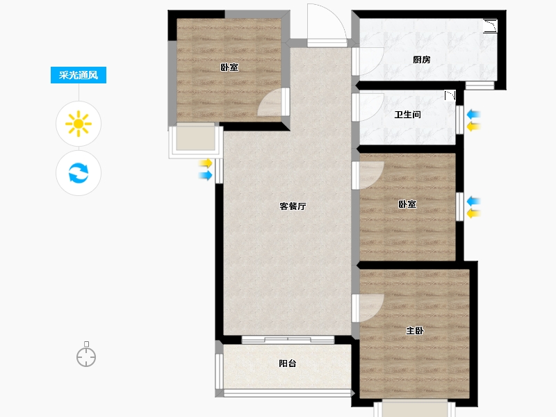 陕西省-咸阳市-同德晨曦园-81.67-户型库-采光通风