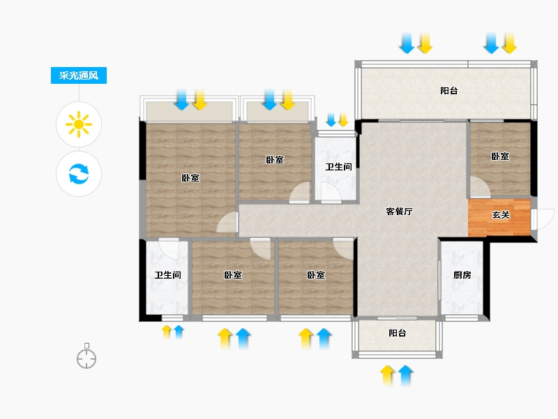 广西壮族自治区-玉林市-北流云星钱隆御园-113.82-户型库-采光通风