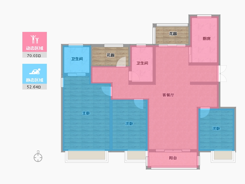 陕西省-榆林市-西港锦天城-119.01-户型库-动静分区