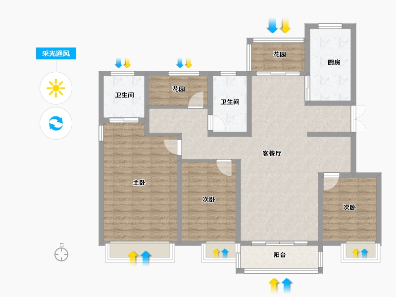 陕西省-榆林市-西港锦天城-119.01-户型库-采光通风