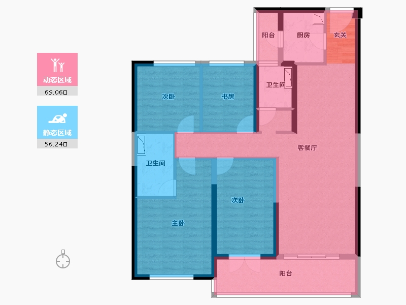 云南省-昆明市-东原璞阅-111.07-户型库-动静分区