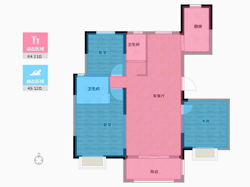 江苏省-徐州市-颐居隐山观湖-102.19-户型库-动静分区