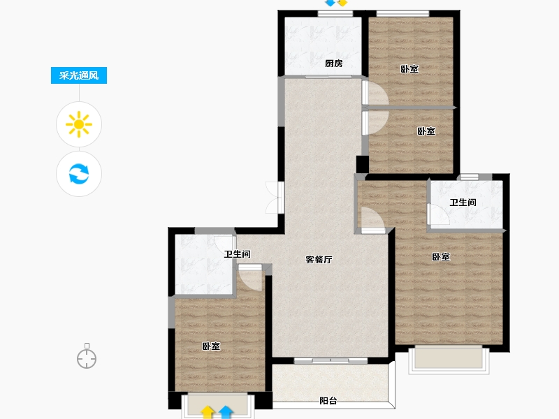 陕西省-西安市-奥园和悦府-114.14-户型库-采光通风