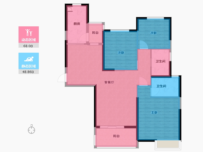 黑龙江省-哈尔滨市-阿城恒大城-105.00-户型库-动静分区