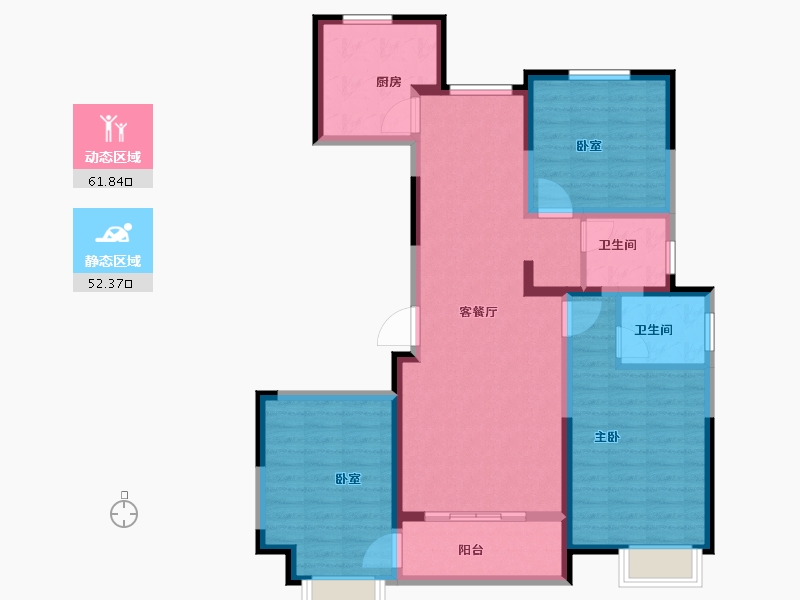 陕西省-西安市-德美·万有引俪-102.06-户型库-动静分区