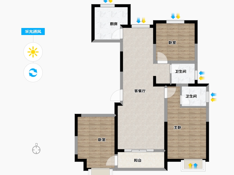 陕西省-西安市-德美·万有引俪-102.06-户型库-采光通风