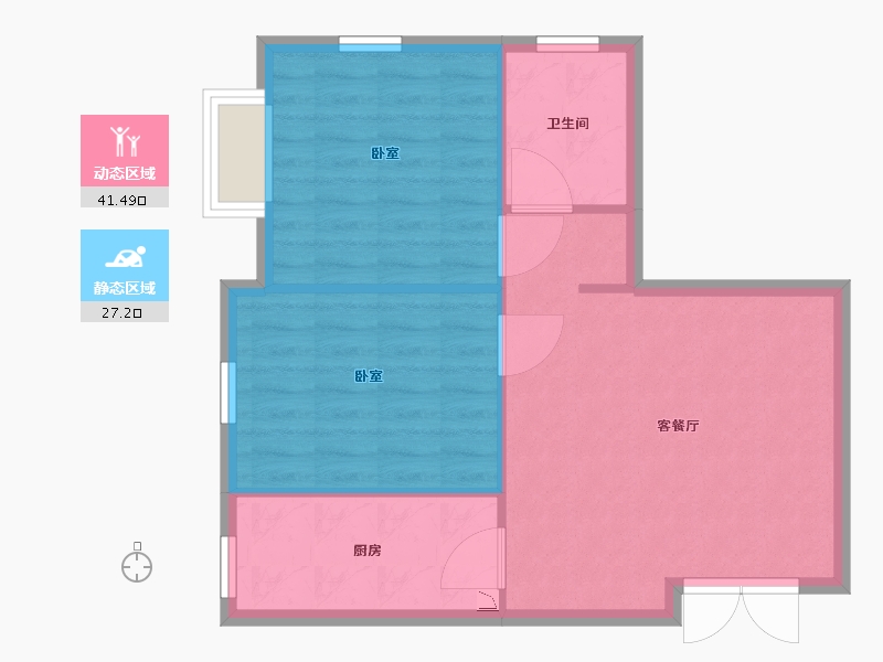 江苏省-苏州市-宝韵铂宫-62.90-户型库-动静分区