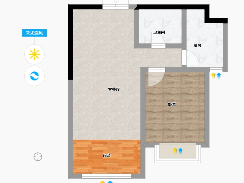 甘肃省-兰州市-兴兰湖滨国际-55.63-户型库-采光通风