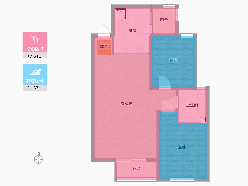 陕西省-西安市-朗诗雁南栖-60.49-户型库-动静分区