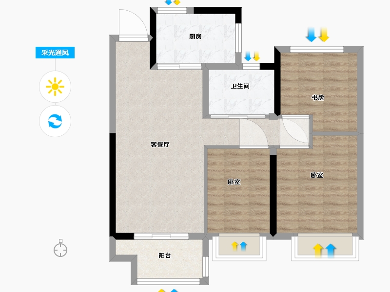 江苏省-无锡市-宝龙TOD未来新城-72.00-户型库-采光通风