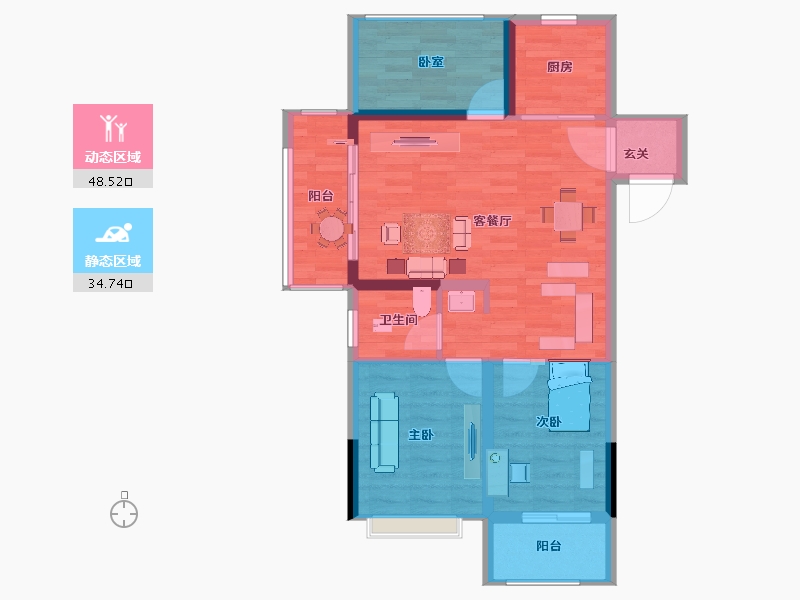 江苏省-南京市-碧桂园北站华府-75.00-户型库-动静分区