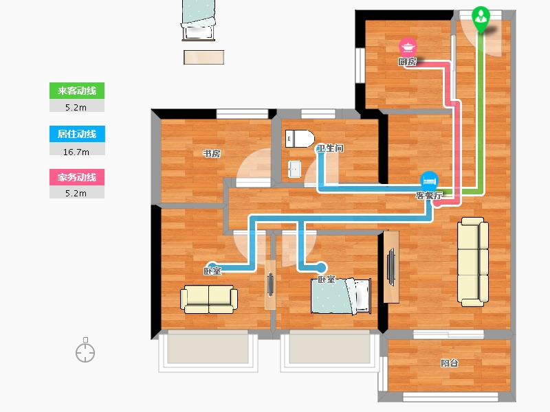 江苏省-南京市-碧桂园北站华府-59.00-户型库-动静线