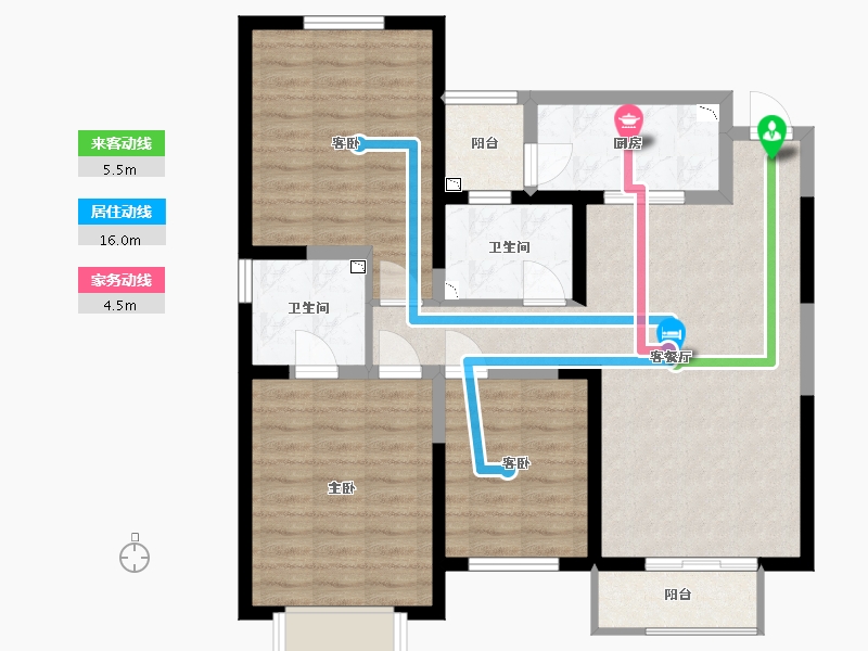 陕西省-西安市-朗诗雁南栖-88.91-户型库-动静线