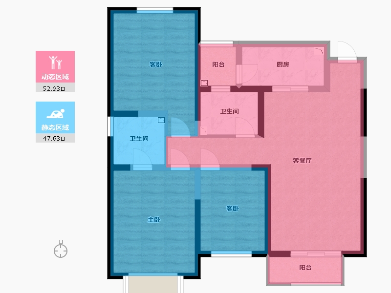 陕西省-西安市-朗诗雁南栖-88.91-户型库-动静分区