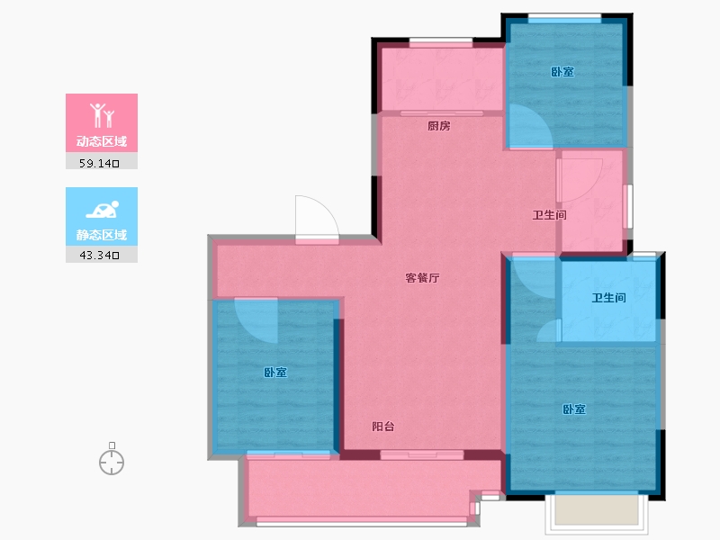 江苏省-无锡市-宝龙TOD未来新城-92.55-户型库-动静分区