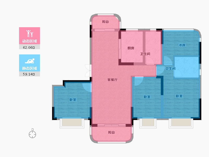 江苏省-南京市-胜科星洲府-108.65-户型库-动静分区