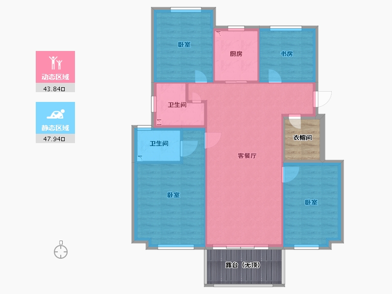 江苏省-南京市-朗诗万都玲珑樾-93.38-户型库-动静分区