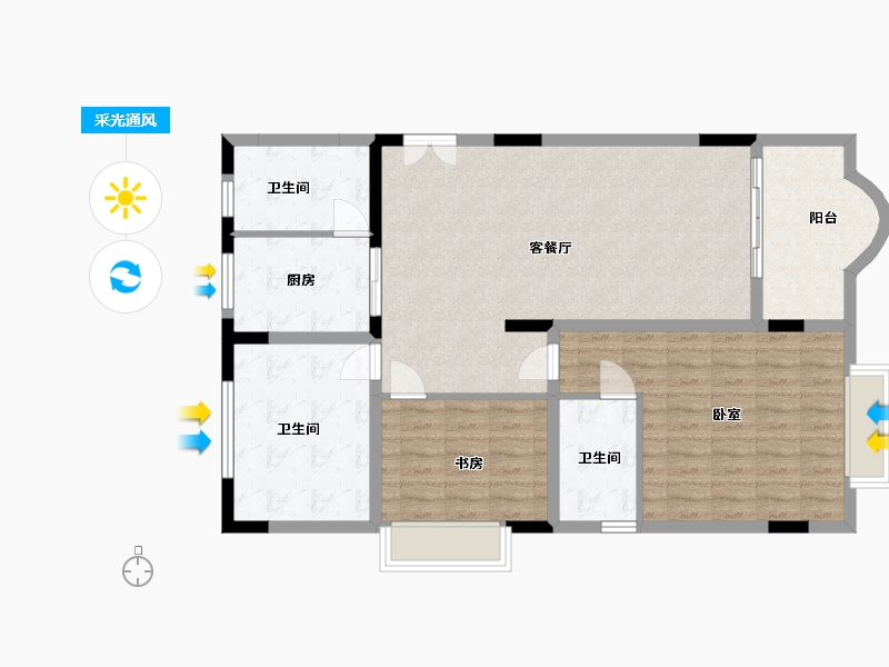 江西省-抚州市-龙津壹号-103.00-户型库-采光通风