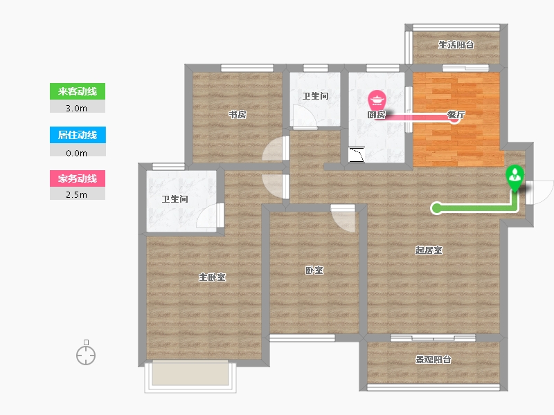 陕西省-宝鸡市-高新隆泰府-99.64-户型库-动静线