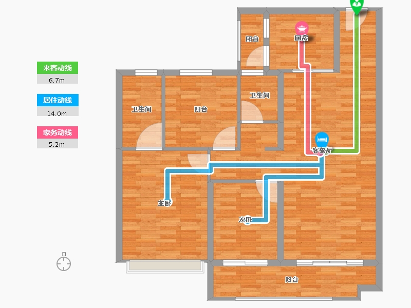 江苏省-南京市-碧桂园中天东方骏庭-94.99-户型库-动静线