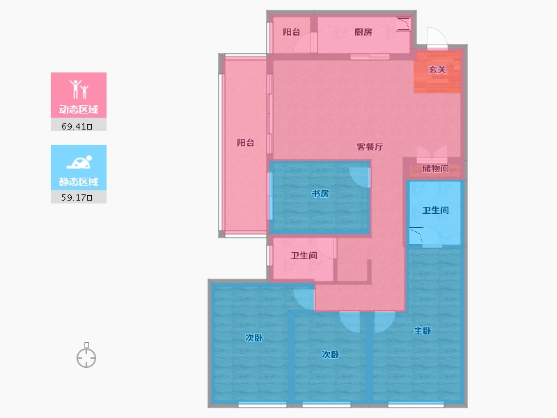 云南省-昆明市-东原璞阅-114.42-户型库-动静分区