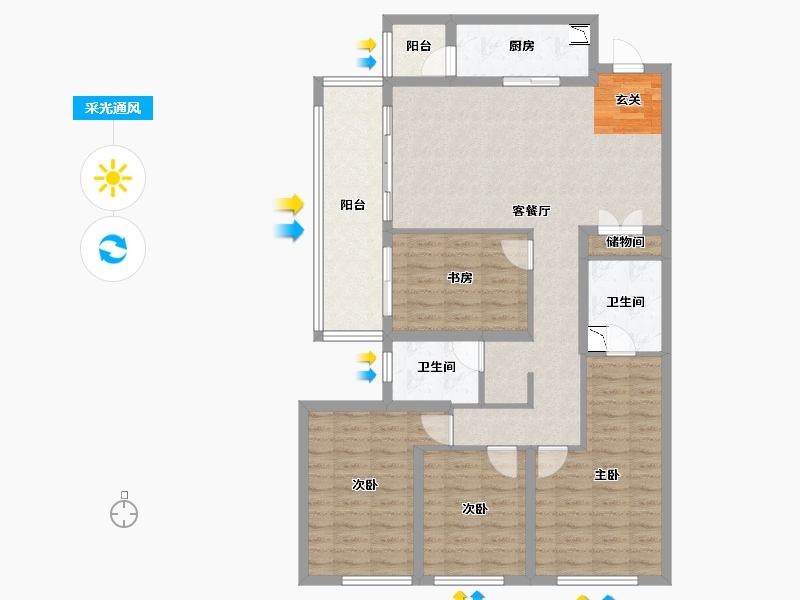 云南省-昆明市-东原璞阅-114.42-户型库-采光通风