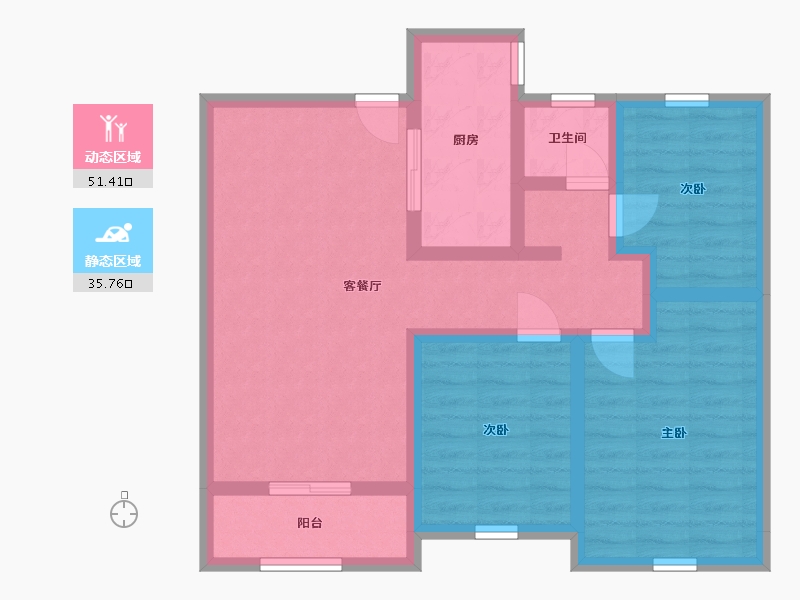 安徽省-宿州市-翰林公馆-76.59-户型库-动静分区