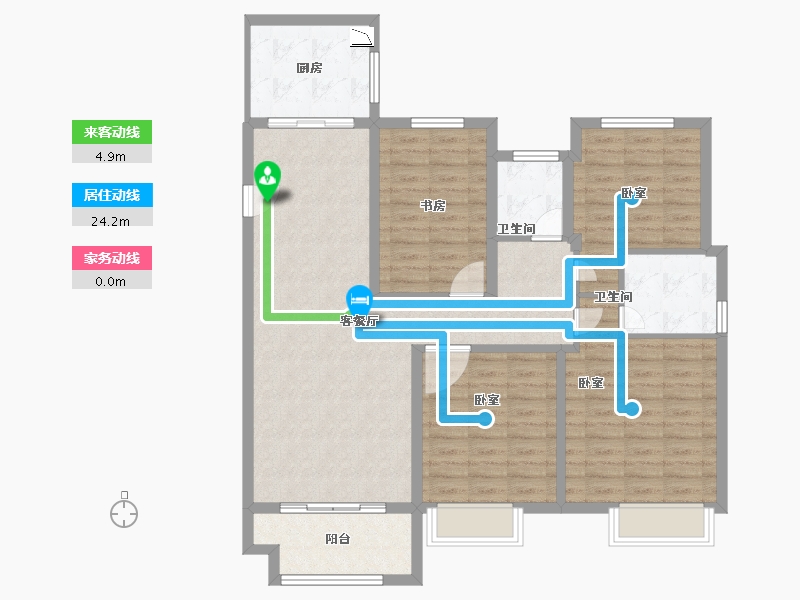 江苏省-徐州市-明发桃源名著-111.48-户型库-动静线