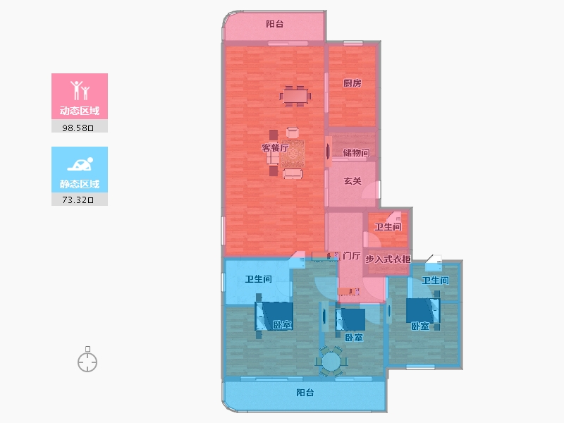 江苏省-南京市-中冶盛世滨江·锦绣天玺-156.83-户型库-动静分区