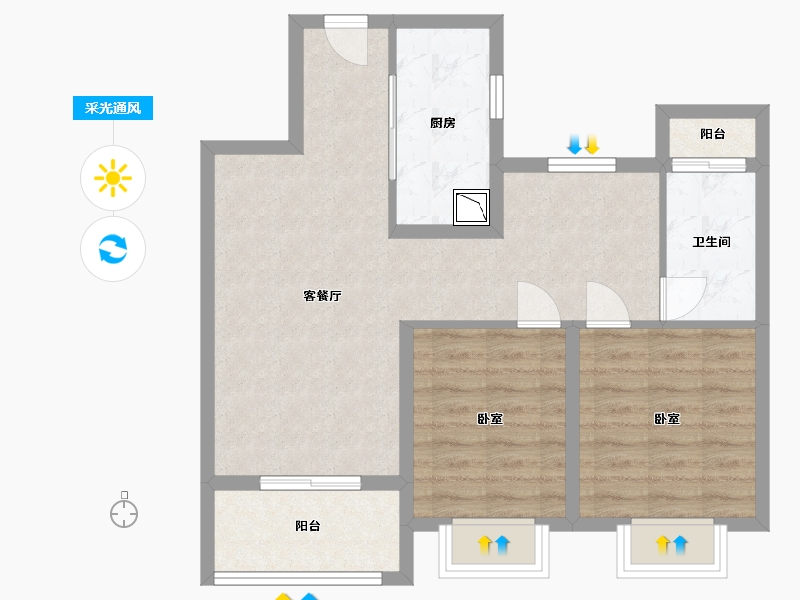 江苏省-无锡市-融创长江映-71.00-户型库-采光通风