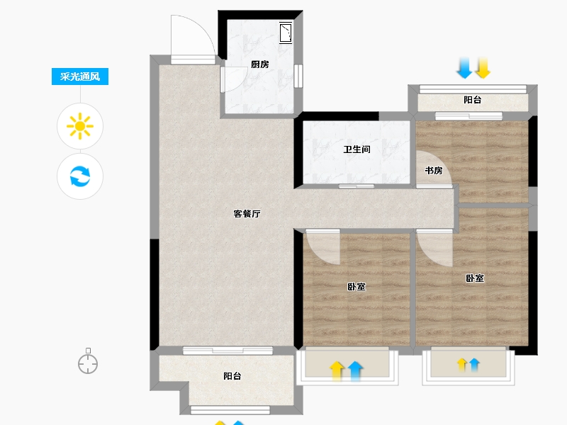 江西省-抚州市-当代阅MOΜΛ-76.00-户型库-采光通风