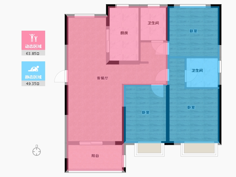 安徽省-宿州市-港利东城-102.00-户型库-动静分区