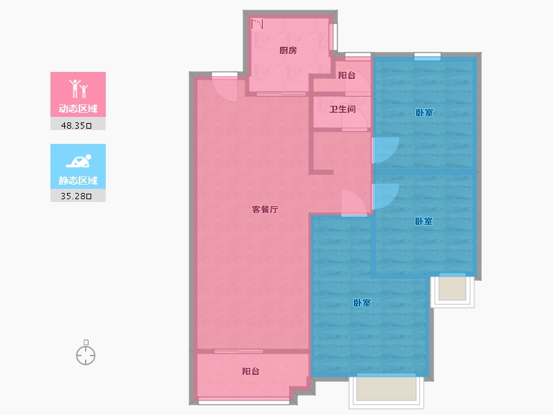 陕西省-西安市-中南·漫悦湾-75.95-户型库-动静分区