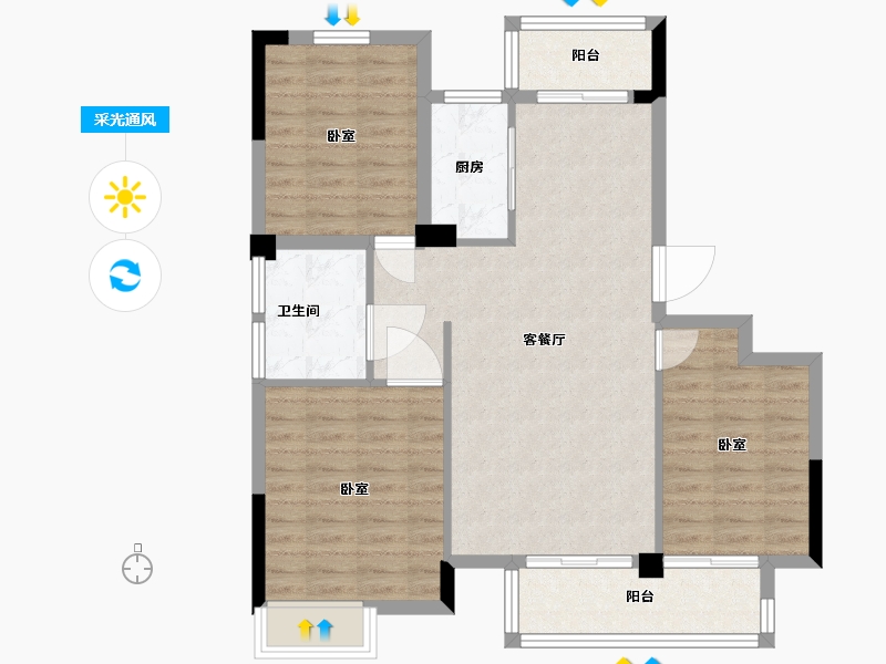 安徽省-宿州市-萧县御景城-87.01-户型库-采光通风