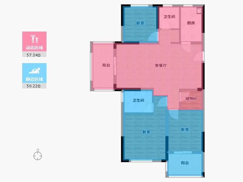 安徽省-宿州市-港利东城-96.00-户型库-动静分区