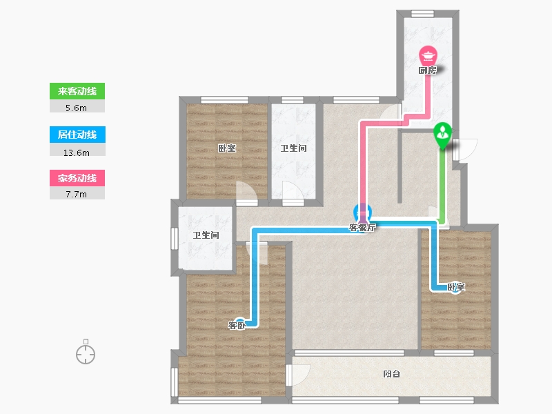 辽宁省-营口市-林昌·天铂-110.07-户型库-动静线