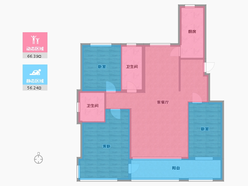 辽宁省-营口市-林昌·天铂-110.07-户型库-动静分区