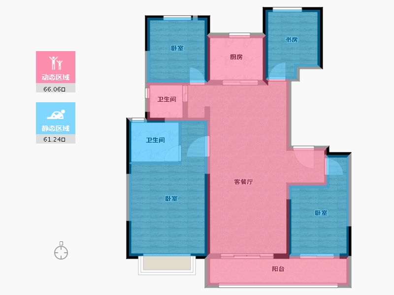 陕西省-西安市-朗诗湖屿栖-113.97-户型库-动静分区