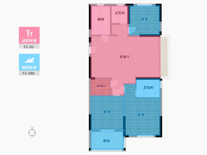 安徽省-宿州市-港利东城-96.00-户型库-动静分区