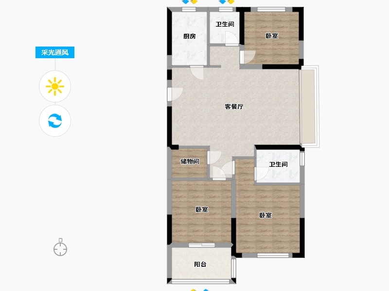 安徽省-宿州市-港利东城-96.00-户型库-采光通风