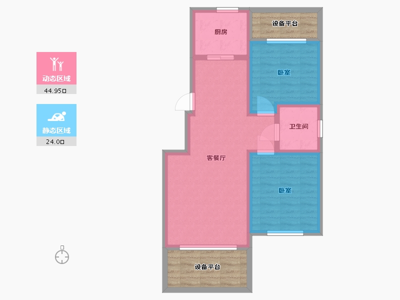 辽宁省-盘锦市-总部生态城·泰郡三期-72.00-户型库-动静分区